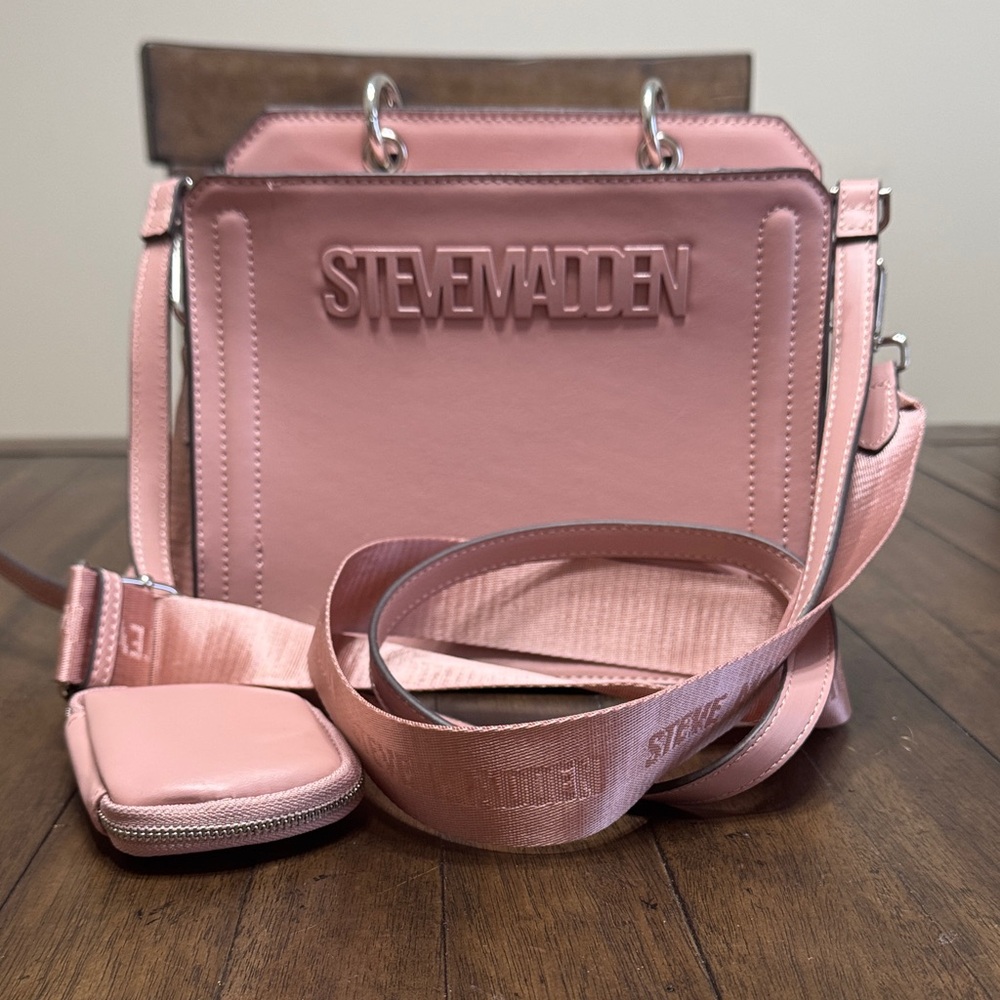 Steve Madden Satchel Woman’s Bevelyn Mauvey Pink Crossbody Bag with Coin Pouch